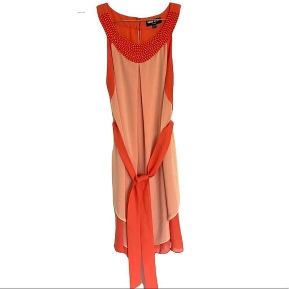 Vero Moda Embellished Coral Shift Dress - Picture 1 of 10